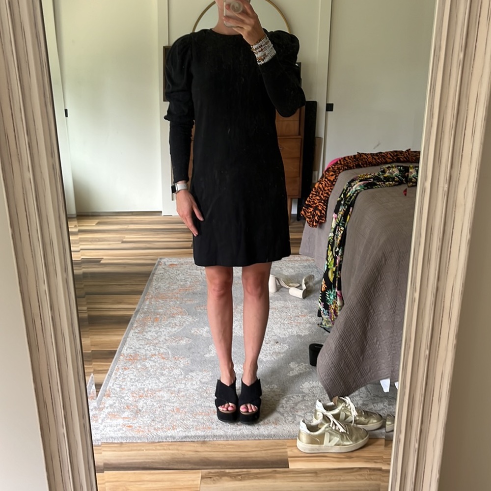 Aware‎ by Vero Moda Little Black Cotton Dress Pouf Long Sleeves Size XS NWT - Picture 3 of 8